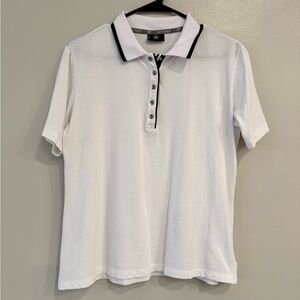 Bogner White Performance Golf Polo | Rhinestone Logo | Size L